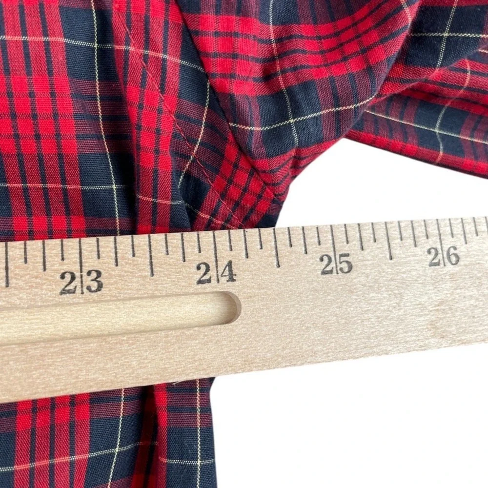 Venti Shirt Mens L Red Plaid Button Up Long Sleeve Cotton Casual Lightweight EUC - Picture 5 of 7